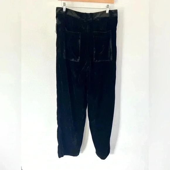 Urban Outfitters BDG Black Velvet Pleated Wide Leg Trousers Pant Size 6, NWT - Picture 8 of 11